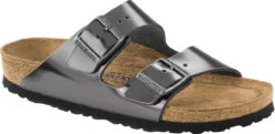 Birkenstock Arizona Soft Footbed -Famous Shoe Store birkenstock arizona soft footbed metallic anthracite leather 100029 79746.1700929797