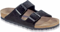 Birkenstock Arizona Soft Footbed -Famous Shoe Store birkenstock women arizona soft footbed black suede 951321 90716.1700929794